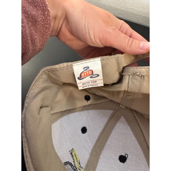 OTTO Baseball Cap Mens One Size Beige Black Cotton Embroidered Motorcycle Logo - Picture 6 of 7